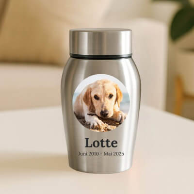 Personalisierte Edelstahl-Hundeurne mit Foto im...