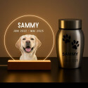 Personalisierte Gedenkleuchte mit Foto – Runde LED-Gedenktafel für Hunde aus Acryl mit graviertem Namen & Daten