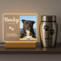 Personalisierte Gedenkleuchte mit Foto – Rechteckige LED-Gedenktafel für Hunde aus Acryl mit graviertem Namen & Daten
