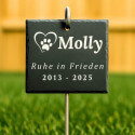 Personalisierter quadratischer Grabstein für Hunde mit Metallhaken – Schiefer-Gartenplakette mit graviertem Namen, Daten & Widmung