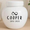 Personalisierte Hundeurne – Tierurne aus Keramik mit Namen, Daten & „Ewige Liebe“-Design